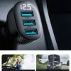 Joyroom JR-CCD03 Carregador de automóvel com visor digital, 3x USB-A, 17W, 3,4A, preto