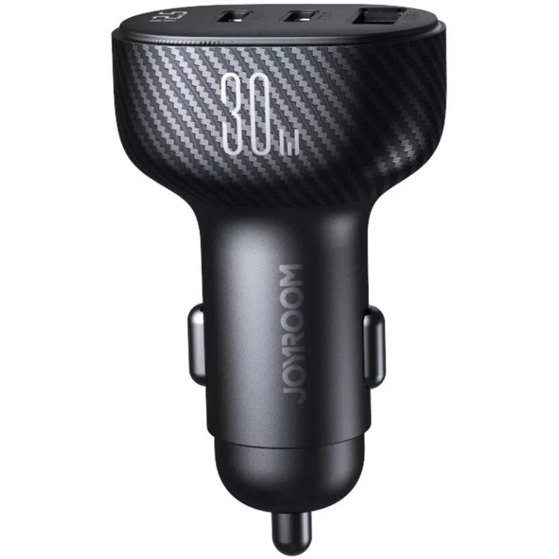 Carregador de automóvel Joyroom JR-CCD04 30W 2x USB-C USB-A com ecrã digital - preto