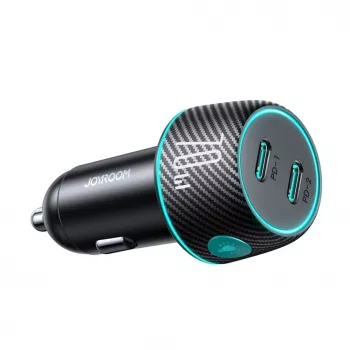Joyroom JR-CCN02 carregador de automóvel 2x USB-C 70W com retroiluminação LED, preto