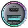 Carregador de automóvel mini JOYROOM JR-CCN04 60W USB-C PD 3.0 e USB-A QC 3.0, preto