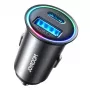 Carregador de automóvel mini JOYROOM JR-CCN04 60W USB-C PD 3.0 e USB-A QC 3.0, preto