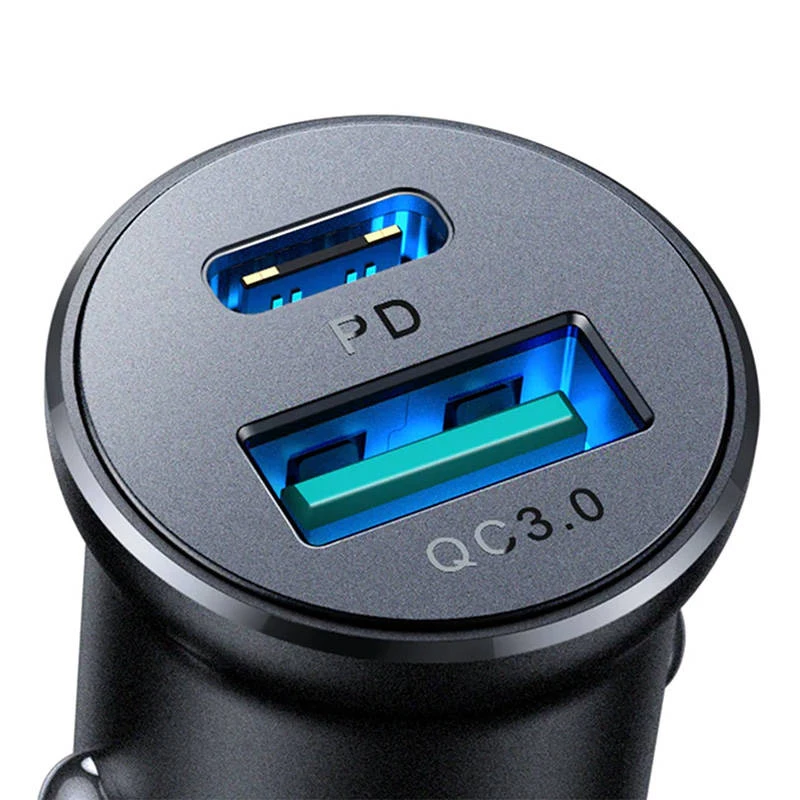 Joyroom JR-CCN05 Carregador de Carro Mini 30W USB-A USB-C preto