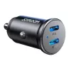Carregador de automóvel mini Joyroom JR-CCN06 30W 2x USB-C metal preto