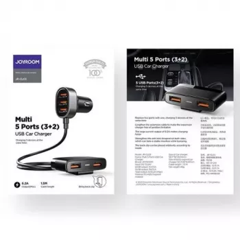 Carregador de automóvel Joyroom JR-CL03 5-em-1, 31W, 5 portas USB-A, preto