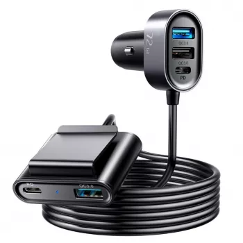 Carregador de automóvel Joyroom JR-CL05 72W 5 portas com 2xPD e 2xQC3.0, cabo de 1,5m, preto