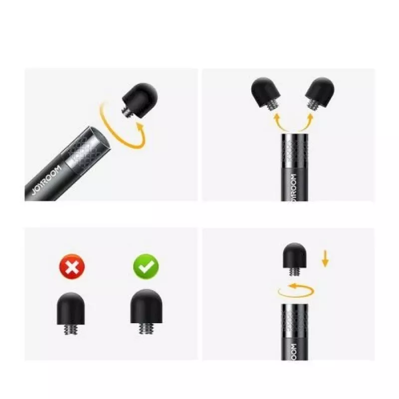 Caneta capacitiva ativa JOYROOM JR-DR01 para ecrãs táteis, preto (JR-DR01-BLK-2)