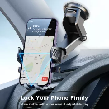 Suporte de telemóvel para carro Joyroom JR-OK6 - ventosa para painel e para-brisas - universal para smartphones de 4,7-7,2 polegadas - rotação 360° - preto