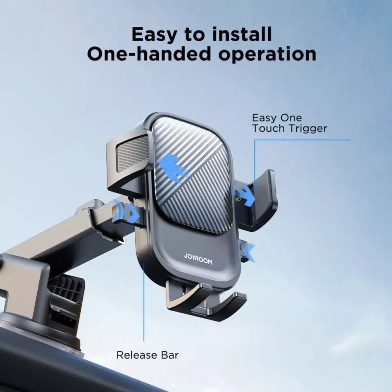 Suporte de telemóvel para carro Joyroom JR-OK6 - ventosa para painel e para-brisas - universal para smartphones de 4,7-7,2 polegadas - rotação 360° - preto