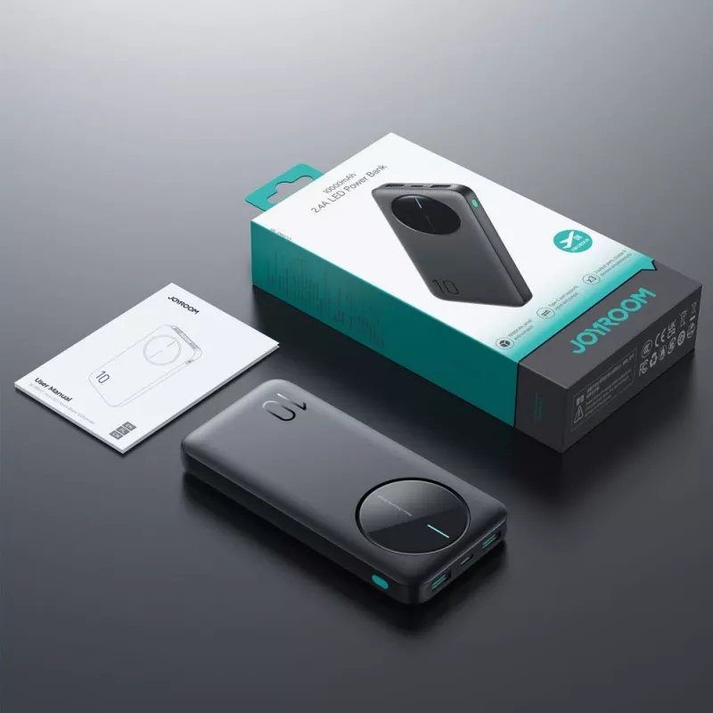 Power bank Joyroom JR-PBF12 10000mAh 2.4A 2x USB-A 1x USB-C preto