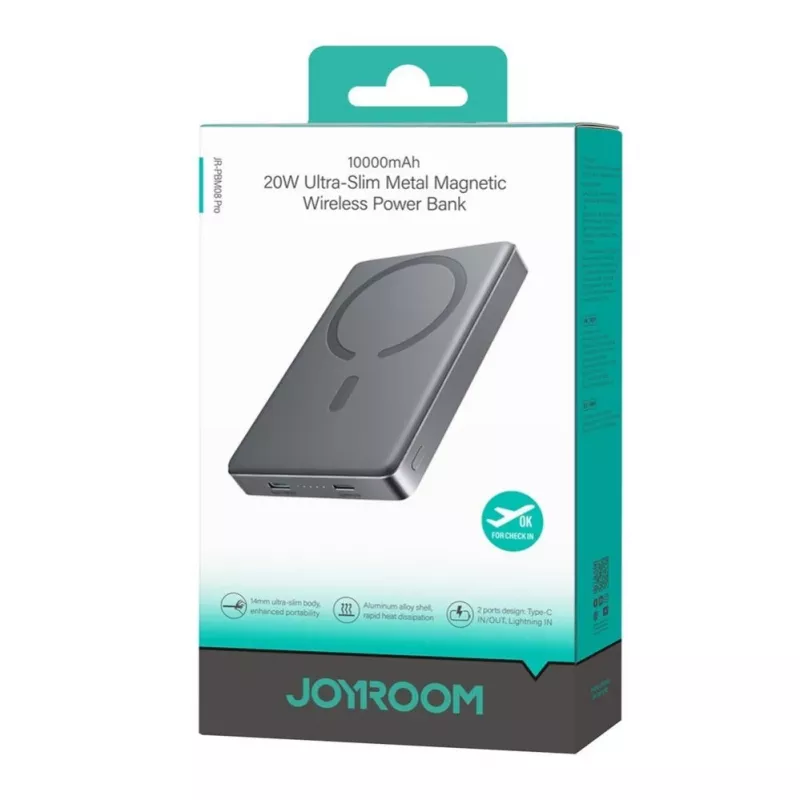 Powerbank sem Fios Magnética Metálica JOYROOM JR-PBM08 Pro Titanium 20W 10000mAh Dourada