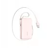 Powerbank Joyroom JR-PR2L 10000 mAh 35W com ecrã digital, cabos USB-C e Lightning retráteis (0,7 m) rosa
