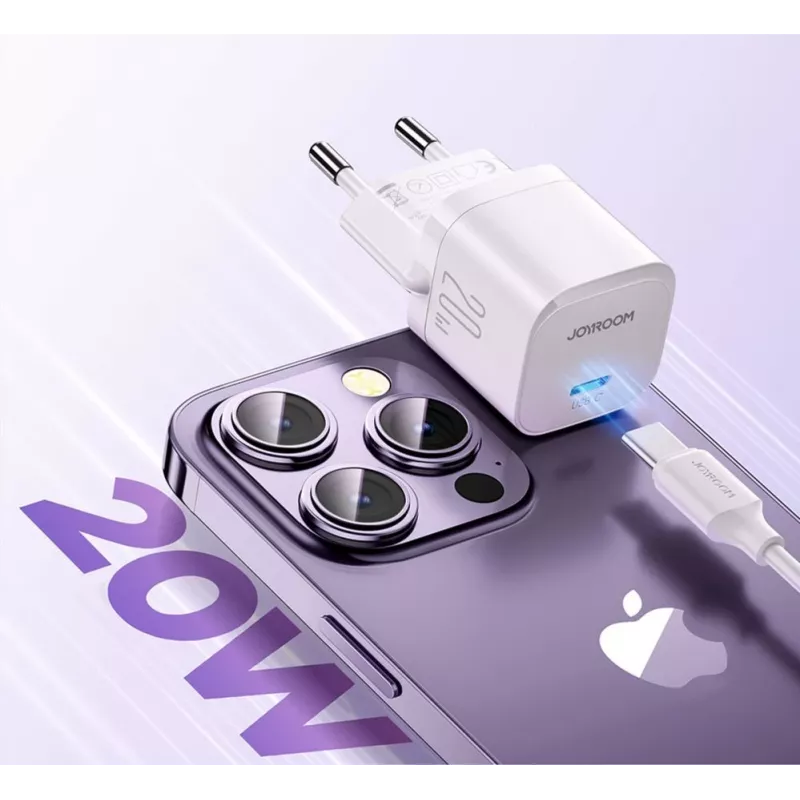 JOYROOM JR-TCF02 Carregador de Parede USB-C PD 20W com Cabo USB-C - Branco