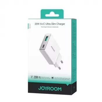 JOYROOM JR-TCF14-WHT Carregador de Parede USB de 2 Portas 20W PD 3.0 & QC 3.0 - Branco