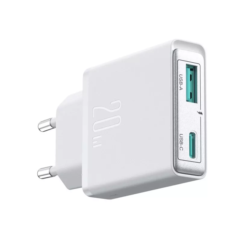 JOYROOM JR-TCF14-WHT Carregador de Parede USB de 2 Portas 20W PD 3.0 & QC 3.0 - Branco