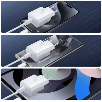 JOYROOM JR-TCF20 20W Fonte de alimentação USB-C com cabo USB-C para USB-C (1m)