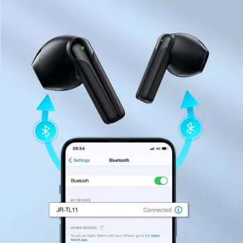 Auscultadores True Wireless JOYROOM JR-TL11 com ENC, proteção à água IPX4, Bluetooth 5.3, controlo tátil, Preto