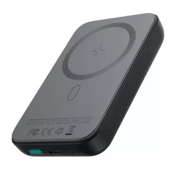 Joyroom JR-W020 Powerbank magnética sem fios mini 20W 10000mAh preta com cabo USB para Type-C 0,25m