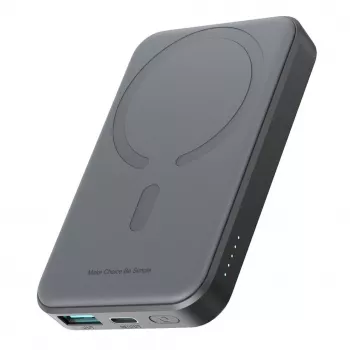 JOYROOM JR-W020 Mini Power Bank 5000mAh 20W USB-A USB-C Carregamento Sem Fios - Preto + Cabo USB-C