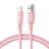 Cabo de carregamento rápido e dados Joyroom série Multi-Color USB-A para USB-C, 100W, 1m, rosa (S-A34)