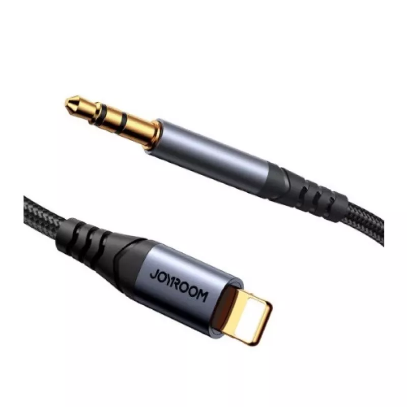 Cabo adaptador de áudio JOYROOM SY-A06 Lightning para 3,5 mm, 1,2 m, preto