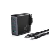 Carregador de viagem Joyroom GaN Fast Charger (UK) C+C+C+U, 140W, com cabo Type-C para Type-C, PD 240W (1,2m) preto