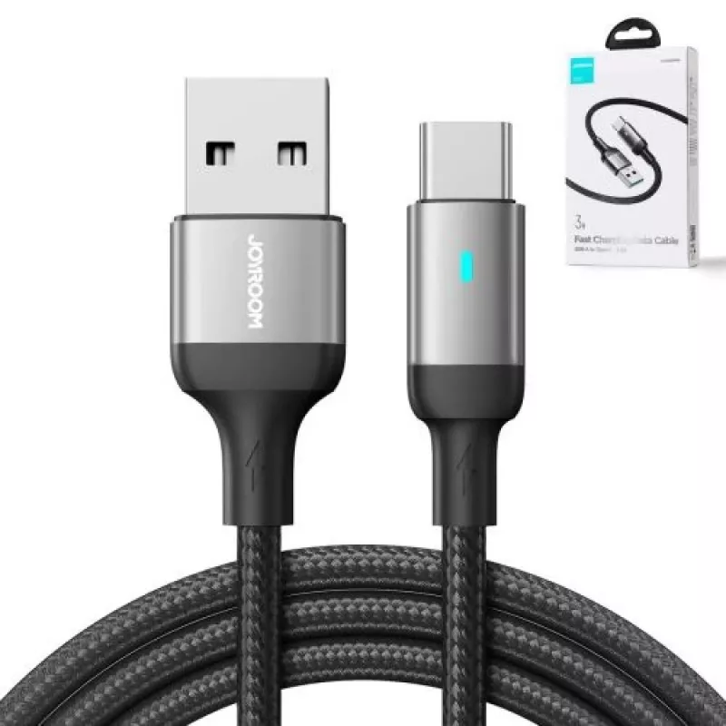 Cabo de dados JOYROOM USB-A para USB-C, 3A, 1,2m, preto (S-UC027A10)
