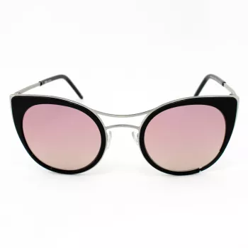 Óculos de sol mulher JPLUS JP3038-01 - armação de acetato preta, lentes de policarbonato cinzentas, proteção UV400, 51/25/145 mm