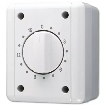 Mecanismo de interruptor horário rotativo mecânico JUNG 8012W, 120 min, 16A, 250V, branco