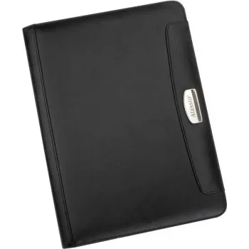 JÜSCHA Alassio MARES I Pasta de Escrita DIN A4 com Calculadora, Bloco de Notas, Bolsas para Cartões, Presilha para Caneta, FINEtouch Imitação de Pele, Preto 96086-1