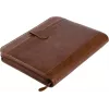 JÜSCHA Alassio VITERBO pasta de documentos com fecho de correr, pele sintética, castanho, A4, 2 presilhas para canetas, 4 compartimentos para cartões, 2 compartimentos para documentos, compartimento para calculadora, compartimento para bloco de notas, resistente a salpicos (30053)