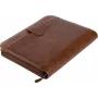 JÜSCHA Alassio VITERBO pasta de documentos com fecho de correr, pele sintética, castanho, A4, 2 presilhas para canetas, 4 compartimentos para cartões, 2 compartimentos para documentos, compartimento para calculadora, compartimento para bloco de notas, resistente a salpicos (30053)