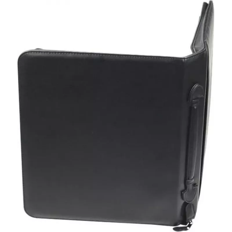 JÜSCHA RIMINI pasta de conferência com fecho de correr A4 pele sintética preta com compartimento para bloco de notas, porta-cartões, presilha para caneta, bolsa para smartphone