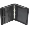 JÜSCHA RIMINI pasta de conferência com fecho de correr A4 pele sintética preta com compartimento para bloco de notas, porta-cartões, presilha para caneta, bolsa para smartphone