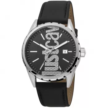 JUST CAVALLI MAN JC1G082L0085 relógio analógico de quartzo 42mm mostrador azul bracelete de pele azul