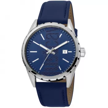 JUST CAVALLI MAN JC1G082L0095 42mm relógio analógico de quartzo com mostrador azul e bracelete de pele