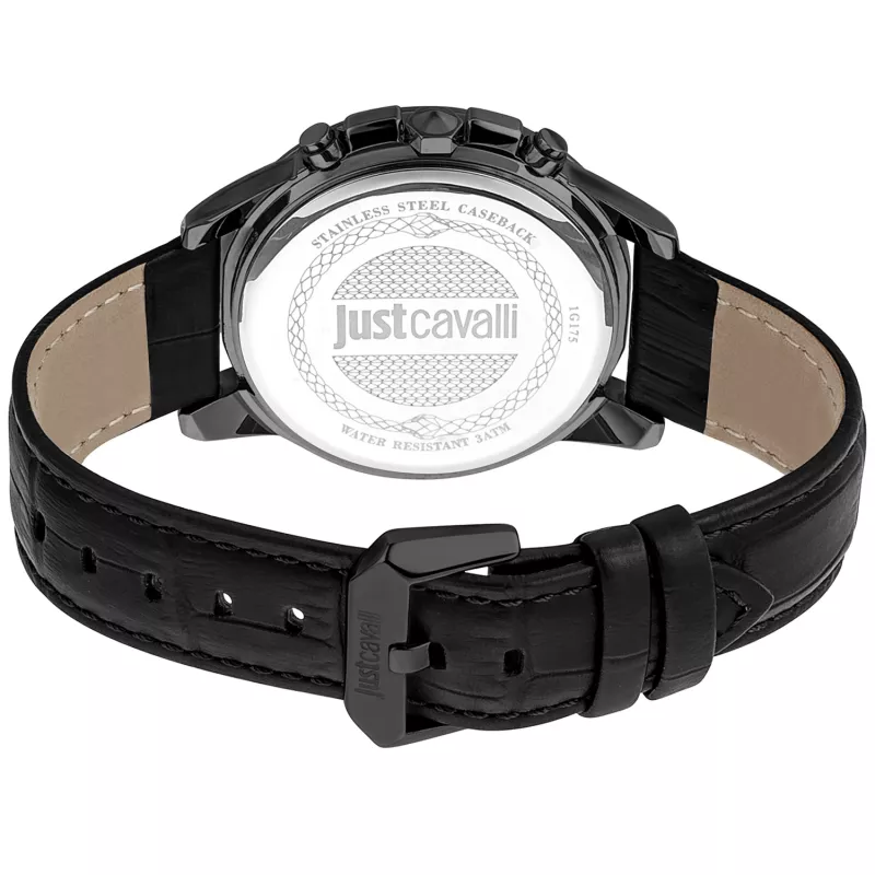 Relógio de homem JUST CAVALLI MAN JC1G175L0245 42mm quartzo analógico mostrador azul bracelete de pele castanho