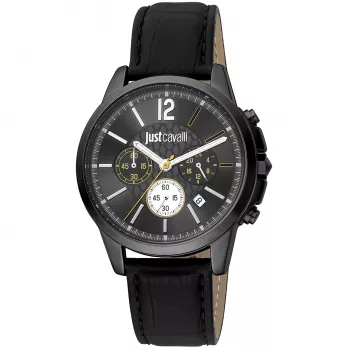 Relógio de homem JUST CAVALLI MAN JC1G175L0245 42mm quartzo analógico mostrador azul bracelete de pele castanho