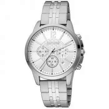 JUST CAVALLI homem JC1G175M0255 relógio de pulso de quartzo analógico 42 mm bracelete de malha de aço inoxidável mostrador preto