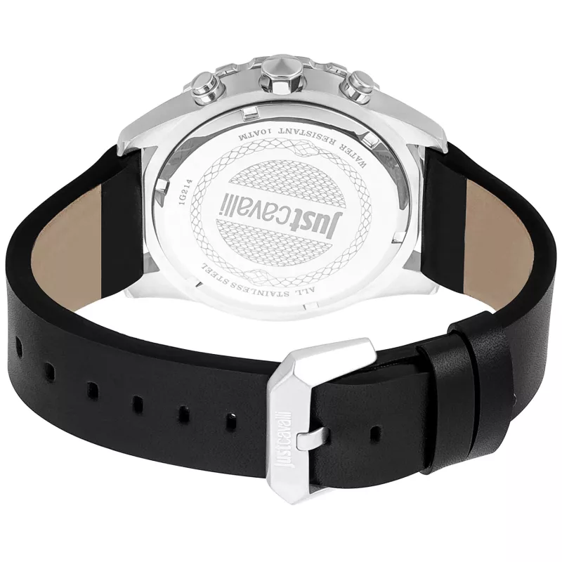 JUST CAVALLI MAN JC1G214L0015 relógio analógico de quartzo 46mm mostrador preto bracelete de pele preta