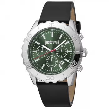 JUST CAVALLI MAN JC1G214L0015 relógio analógico de quartzo 46mm mostrador preto bracelete de pele preta