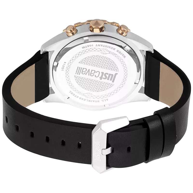 JUST CAVALLI Relógio de homem JC1G214L0025 42mm quartzo analógico mostrador preto bracelete de pele