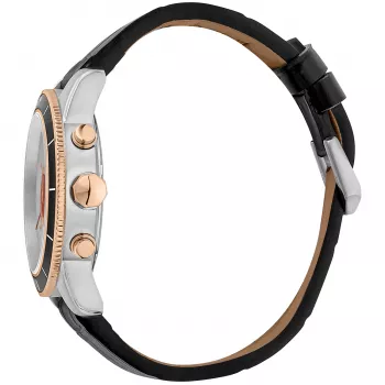 Relógio de quartzo analógico JUST CAVALLI MAN JC1G215L0035 42mm mostrador preto bracelete de pele preta