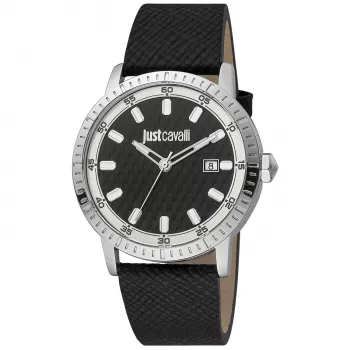 JUST CAVALLI MAN JC1G216L0015 Relógio de Quartzo 42mm Mostrador Azul Pulseira de Pele