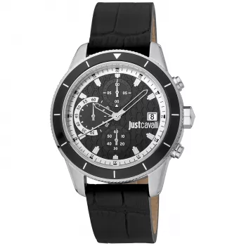 Relógio JUST CAVALLI MAN JC1G215L0015 42 mm mostrador preto bracelete de pele