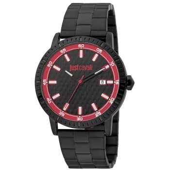 JUST CAVALLI Relógio de homem JC1G216M0065 42mm mostrador preto bracelete de pele quartzo