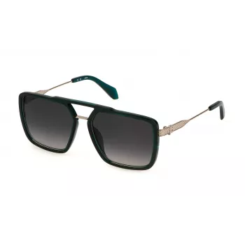 JUST CAVALLI óculos de sol para homem SJC040-580G61 - armação geométrica de aro completo em plástico com lentes de policarbonato, proteção UV400, 58 mm de largura da lente