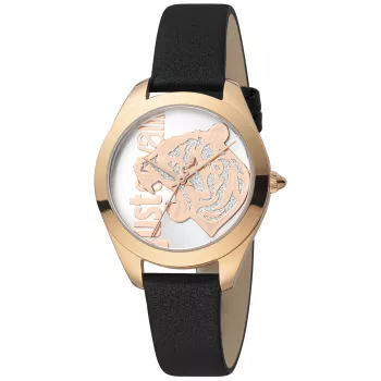 Relógio de mulher JUST CAVALLI JC1L210L0025 32mm quartzo analógico - mostrador prateado, pele castanha