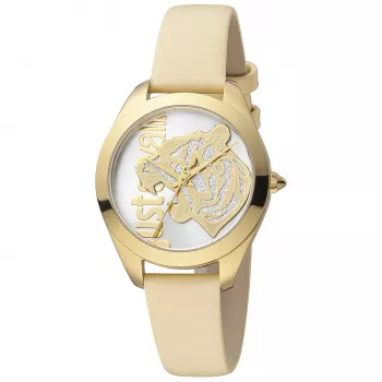 Relógio de mulher JUST CAVALLI JC1L210L0015 32 mm mostrador prateado bracelete em pele castanho