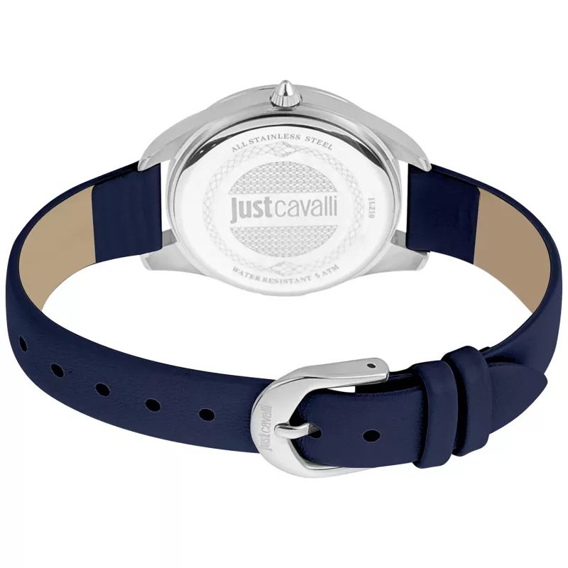 Relógio de mulher JUST CAVALLI JC1L210L0115 32 mm mostrador prateado bracelete em pele branca