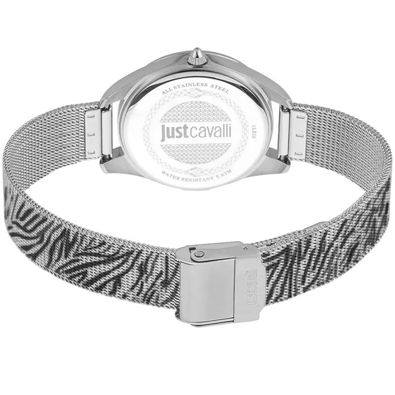 JUST CAVALLI Relógio de mulher JC1L210M0045 32mm prateado bracelete de malha de aço inoxidável quartzo analógico